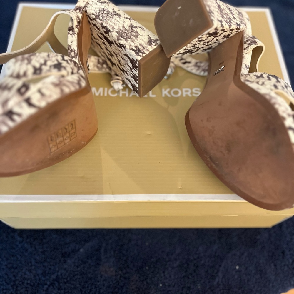 Michael Kors Brown and Cream Snakeskin Heels - Picture 2 of 2